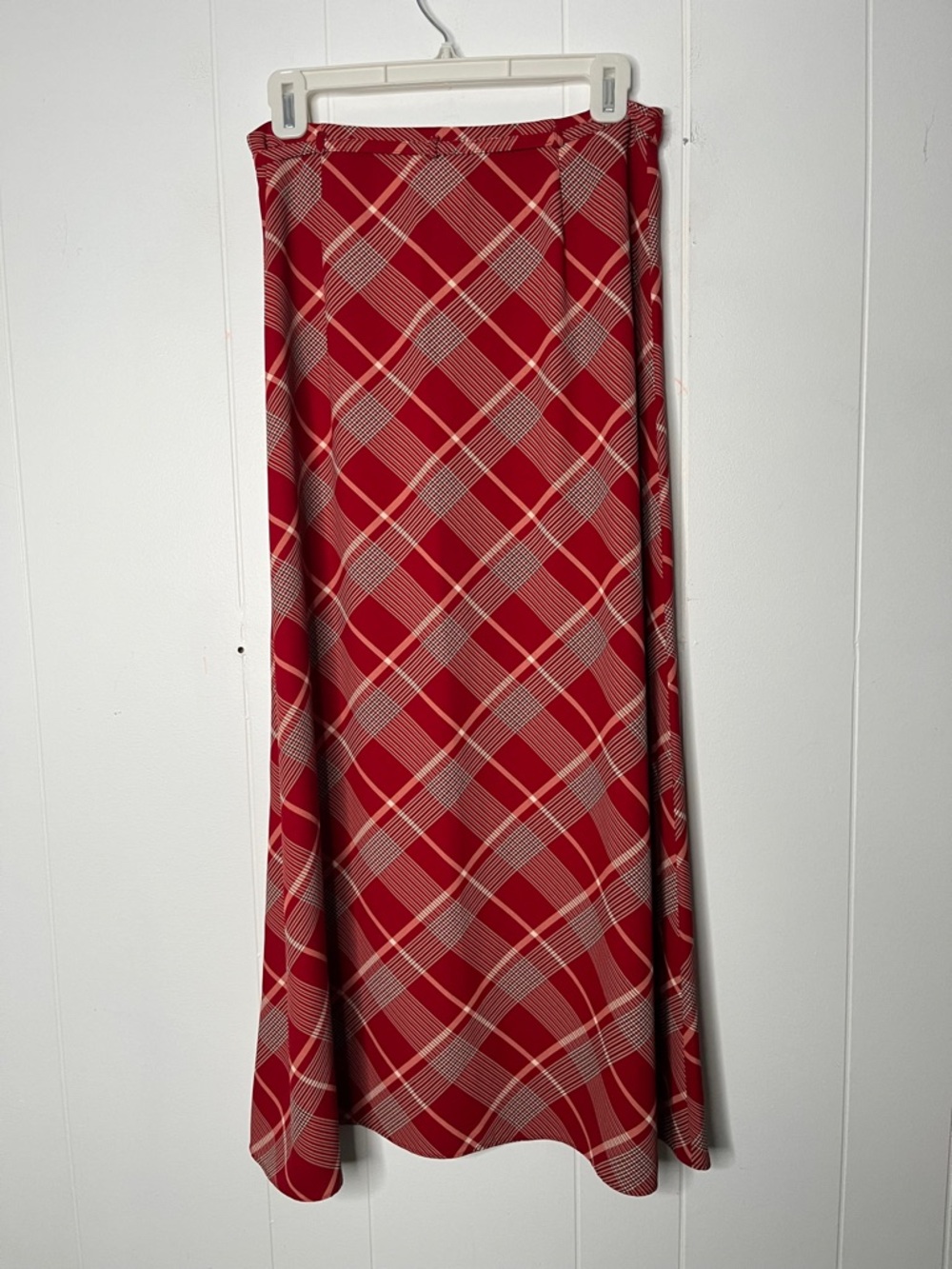 Liz Claiborne Red Plaid Maxi Skirt Waist Tie Size 8 Classic - Picture 2 of 8